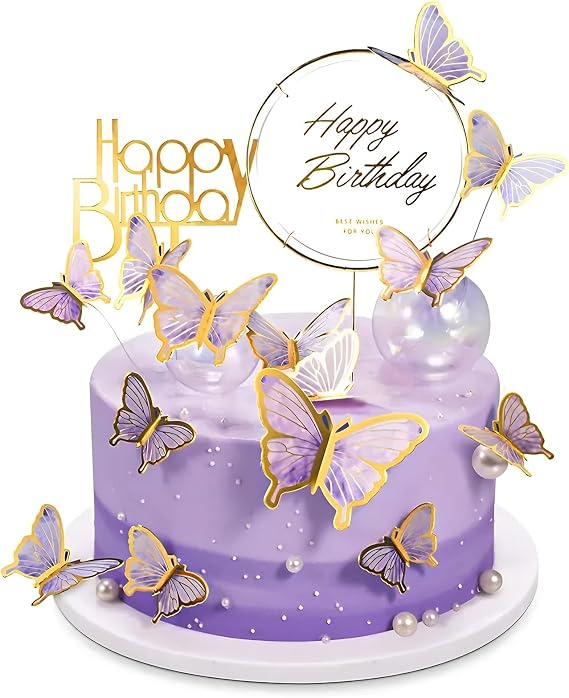 Pack of 22 Birthday Cake Decorations Butterflies Decoration Cake