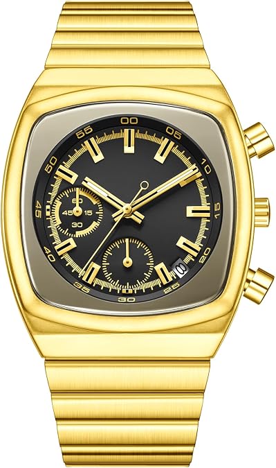 CILOA Mens Watches Chronograph Stainless Steel Waterproof Date Analog Business Fashion Wristwatch for Men
