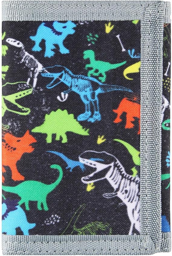 Kids Wallets for Boys & Girls, Dinosaur Wallet for Teens, Toddler & Boys' Magic RFID Nylon & Canvas Wallet with Coin Pocket