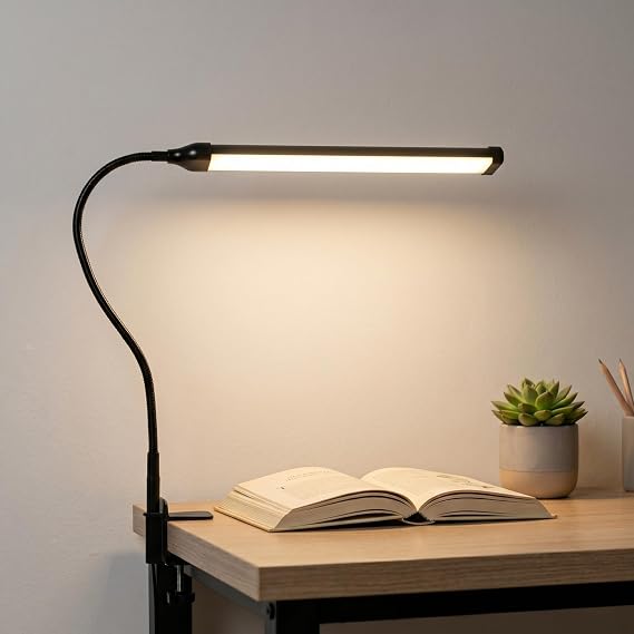 Coverzone Led Masa Lambası – 12W USB Güç Girişli, Esnek Kol, Klipsli Tasarım, 3 Renk Sıcaklığı (2800K/4200K/6000K), Kısılabilir Dimmer Anahtarlı | Siyah 555 [Enerji Sınıfı A]
