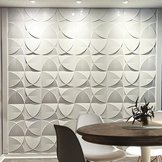 Art3d Plantfiber Textured 3D Wall Panels Design Windmill in Primitive White (Pack of 33 Tiles,Cover 32 Sq.Ft)