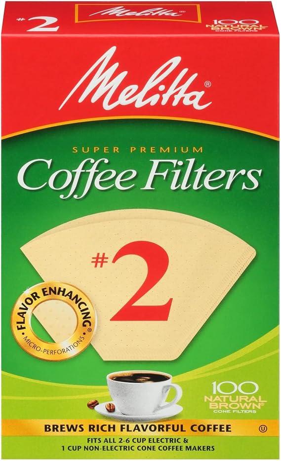 Melitta 622752 #2 Natural Brown Cone Coffee Filters 100 Count (2pack)