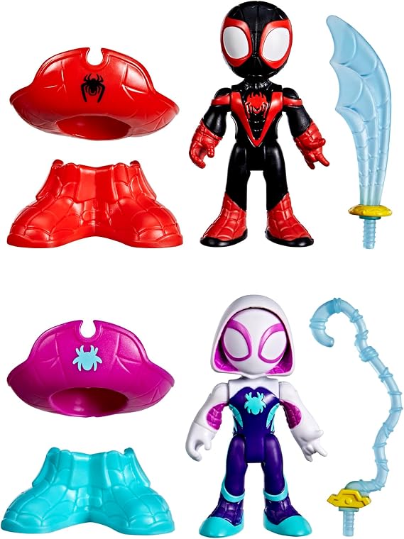 Spidey and HIS Amazing Friends Marvel Water-Webs Pirate Miles Spin Morales & Pirate Ghost-Spider Action Figures, Super Hero Toys, Ages 3+