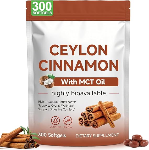 FANSHI Ceylon Cinnamon Softgels with MCT Oil, 300 Count