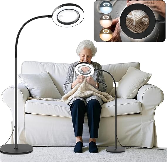 NZQXJXZ 5X 10X Magnifying Glass with Light and Stand 2-in-1 Magnifying