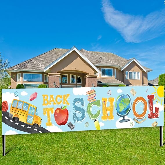 Large Welcome Back to School Banner - First Day of School Banner Decoration Back to School Decoration Party Supplies for Indoor and outdoor Yard Sign,Kindergarten Primary School Classroom Decoration
