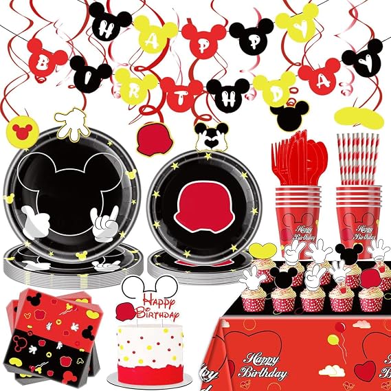 Cartoon Mouse Birthday Party Tableware Set Cartoon Mouse Theme Party Decoration Supplies for kids Birthday Decor