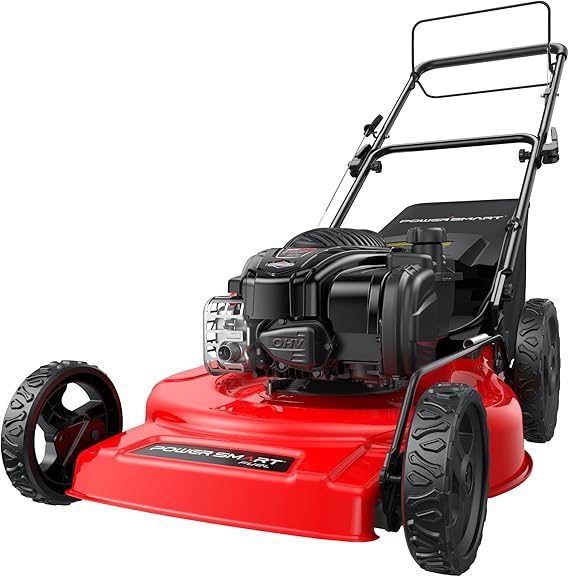 PowerSmart 22 Gas Lawn Mower, 150cc B&S Engine, Self-Propelled, 3-in-1 Mulching System, 6 Cutting Heights, Rear-Wheel Drive, Durable Steel Deck for Yard