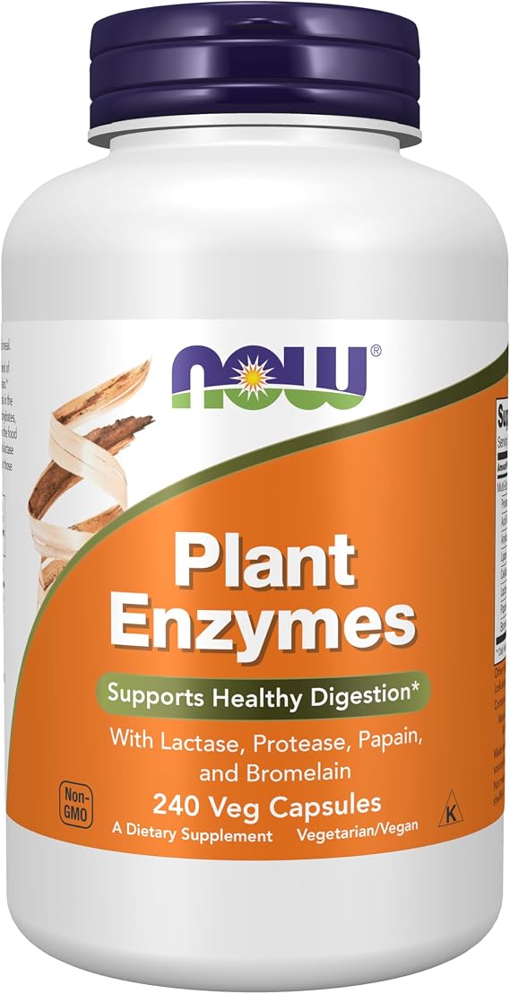 NOW Supplements, Plant Enzymes, Lactase, Protease, Bromelain, 240 Veg Caps