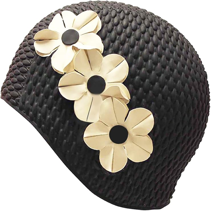 Latex Swim Cap with Flowers