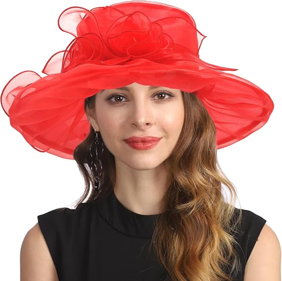 Derby Hat for Women Organza Fascinator Tea Party Wedding Church Dress Hats