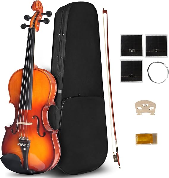 15 Inch MA350 Satin Antique Solid Wood Viola with Case, Bow, Musical Instrument Student Viola Set for Beginners Adults