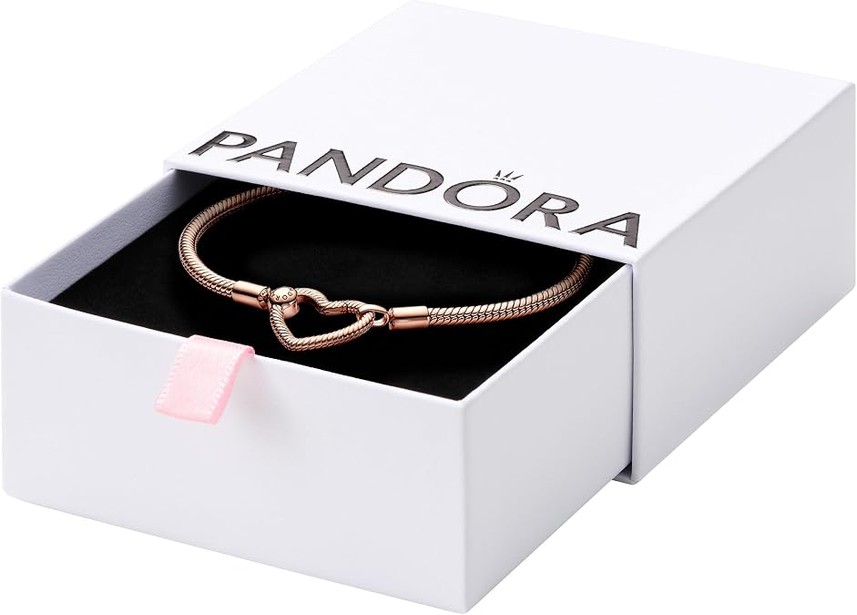 PANDORA Moments Heart Closure Snake Chain Bracelet - Made With 14K Rose Gold-Plated Unique Metal Blend - Jewelry for Women - Includes Gift Box