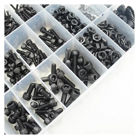 Hex Socket Screw Kit DIN912 Black Grade 12.9 Carbon Steel Hexagon Round Cap Allen Bolt Nut Washer M2 M3 M4 M5 M6 Machine Screws TREXCFGH(M2 Total 482pcs)
