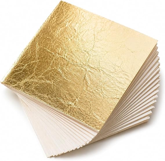300 PCS Gold Leaf Sheets | 14x14cm Gold Foil Sheets for Gilding, Nails, Art & DIY Crafts | Gold Foil Paper Ideal for, Furniture, Home Decoration & Canvas Projects