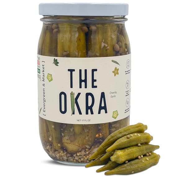 [PICKLES] Southern Pickled Okra - Crisp Tangy Gourmet Whole Small Batch Garlic Dill Brine for Bloody Marys Charcuterie Appetizers - Nutritional Wellness Vegan Keto Friendly Vegetable Snack - 16 oz