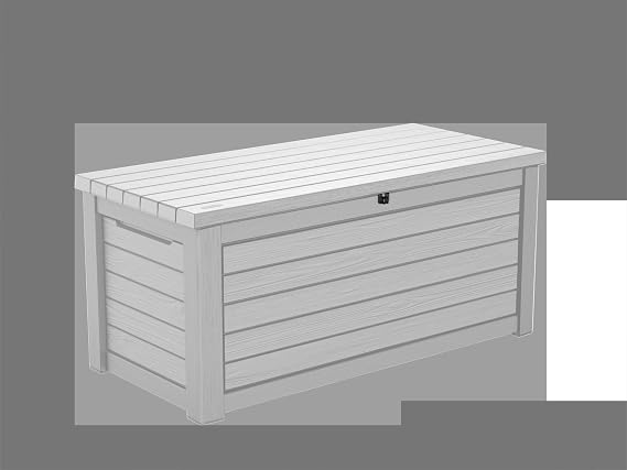 Keter 165 Gallon Weather Resistant Resin Deck Storage Container Box Outdoor Patio Garden Furniture, White