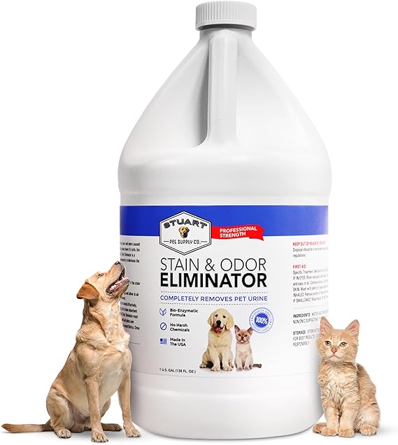 Stuart Pet Supply Co. Professional Strength Pet Odor Eliminator | Urine Odor Remover | Pet Urine Enzyme Cleaner | Pet Stain and Odor Remover | Enzymatic Cleaner for Dog Urine and Cat Urine