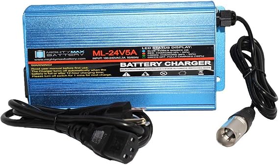 Mighty Max Battery 24V 5Amp Compatible with Invacare Leo, Lynx L-3X 3 Stage XLR Scooter Charger