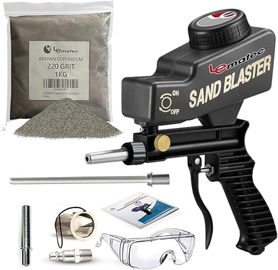 LE LEMATEC Sand Blaster Kit, Corundum Media & Nozzle