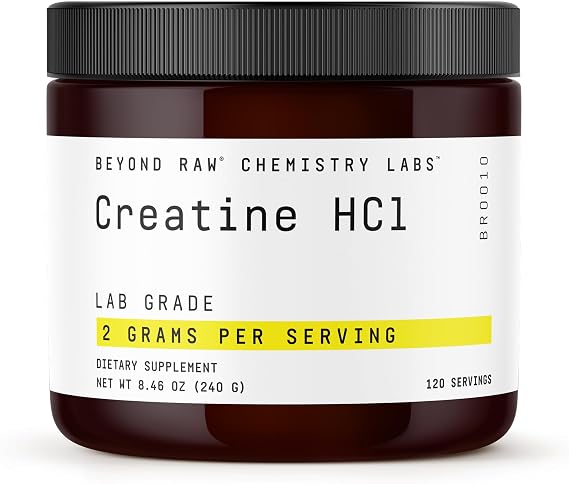 BEYOND RAW GNC Science-Backed Creatine HCl Powder, Lab Grade, 120 Servings