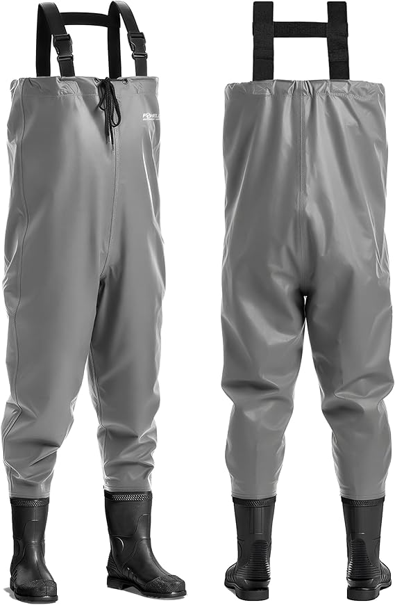 Foxelli Chest Waders - 2-ply Nylon/PVC Waterproof Lightweight Fishing Waders for Men & Women with Boots