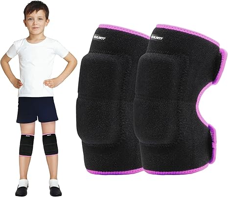 EULANT Volleyaball Knee Pads for Kids, Soft Breathable Children Kneepads with Thick Sponge, Protective Knee Pads for Football Volleyball Dance Skating Basketball Wrestling Running Cycling, Rose M