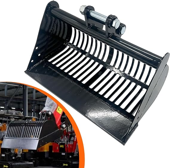 600mm/23.6in Screening Sieve Bucket for Mini Excavator Attachment,Soil Sieving Bucket for Small Digger Attachment for Sand Soil Rock Filtration and Sorting Materials,with 2 pins