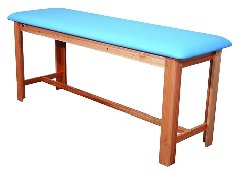 3B Scientific W15074LB Light Blue Hardwood Classic Exam Treatment Table with H-Brace, 74.8" Length x 24.4" Width x 33.1" Height