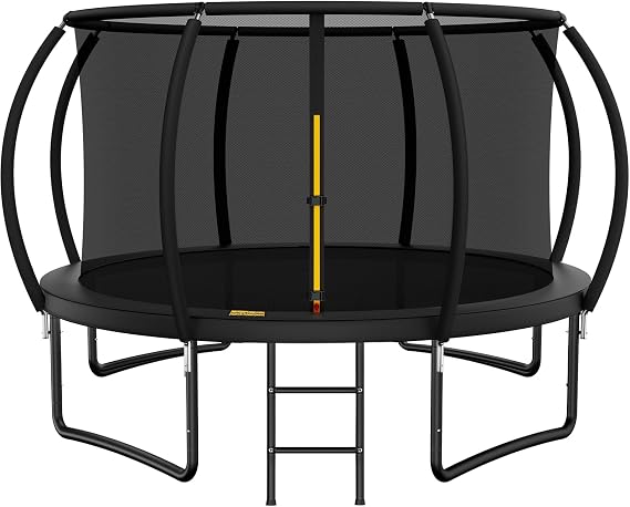 10FT 12FT 14FT 15FT 16FT Outdoor Trampoline with Enclosure Net, Heavy Duty Yard Trampolines, ASTM Approval Recreational Trampolines for Kids and Adults
