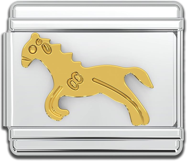 Fablinks Italian Charm Bracelet Charms, 9mm Stainless Steel Link Bracelet Accessories (Gold Horse)