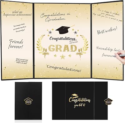 Graduation Decorations 2026, Black Gold Graduation Guest Book, Class of 2026 Grad Guestbook for Graduates Signature Congrats Grad Graduation Party Decorations Favors Supplies Gifts Idea Table Decor