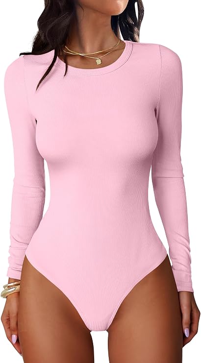 ANRABESS Women's Long Sleeve Bodysuits Top