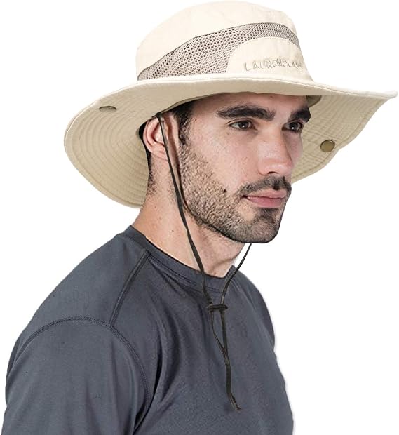 PanPacSight Fishing Sun Bucket Hat Mens UV Protection Wide Brim Outdoor Boonie Safari Beach Hiking Golf Cap