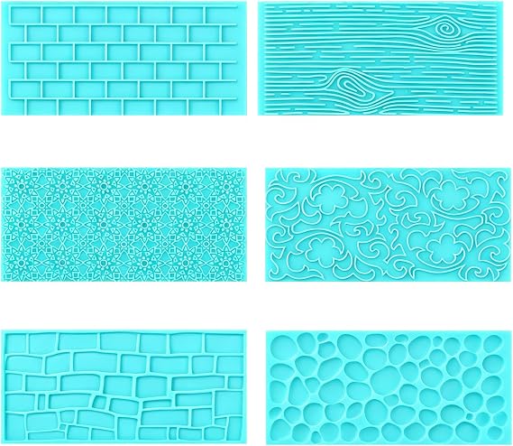 6-Piece Plastic Icing Mould Kit - Embossed Moulds for Chocolate, Cake, Cupcakes, Biscuits &amp; Fondant