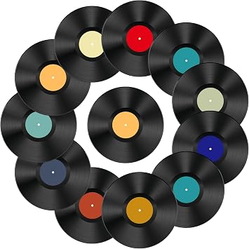 12 PCS Real Vinyl Records - Lot of 12" Vinyl Records for Crafts & Decoration - Wall Aesthetic Party Decor