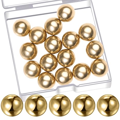 16 pcs 1/2 Precision Solid Brass Bearing Balls, Brass Balls Metal Balls for Bearings, Valves, Machinery, Tumbler, Decorations