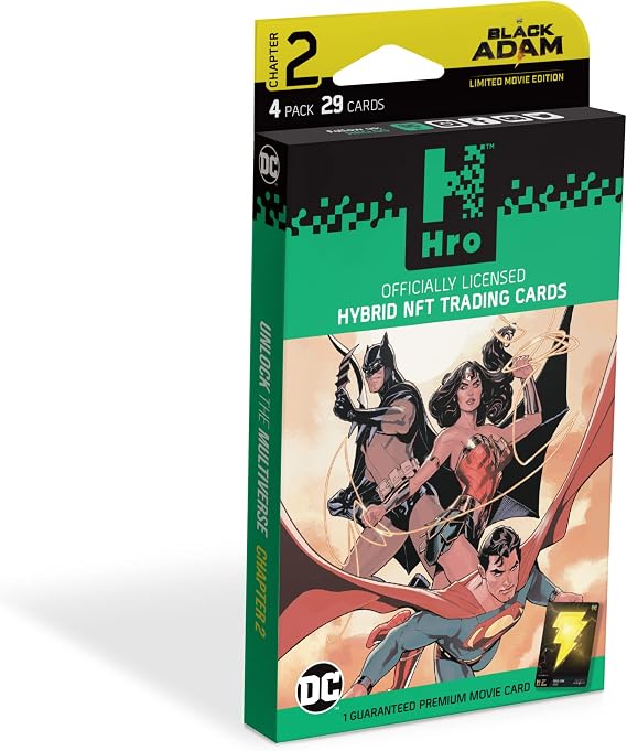 DC Comics Unlock The Multiverse | Hro Chapter 2: 4-Pack Premium Booster Box, Hybrid NFT Trading Cards, 29 Trading Cards Pack