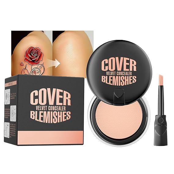 Tattoo Concealer Waterproof Quick Dry Cream Foundation with Air Touch Applicator Perfect for Covering Tattoos Scars Birthmarks and Dark Circles Lightweight Non Transfer (130# Light Skin Tone)