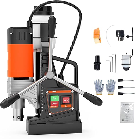 Magnetic Drill, 1650W 1.57" Boring Diameter, 2922Lbf Power Portable Mag Drill, 810 PRM, Electric Drilling Machine for Metal Surface, Industrial and Home Improvement