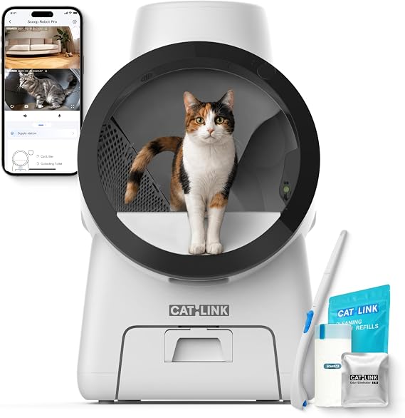 CATLINK Scoop Robot Pro Self-Cleaning Litter Box, AI Cameras, 4L Refiller