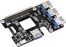 Waveshare PCIe to USB 3.2 Gen1 Expansion Card for Raspberry Pi 5, PCIe Interface to 4X High Speed USB 3.2 Gen1 Ports,Plug and Play