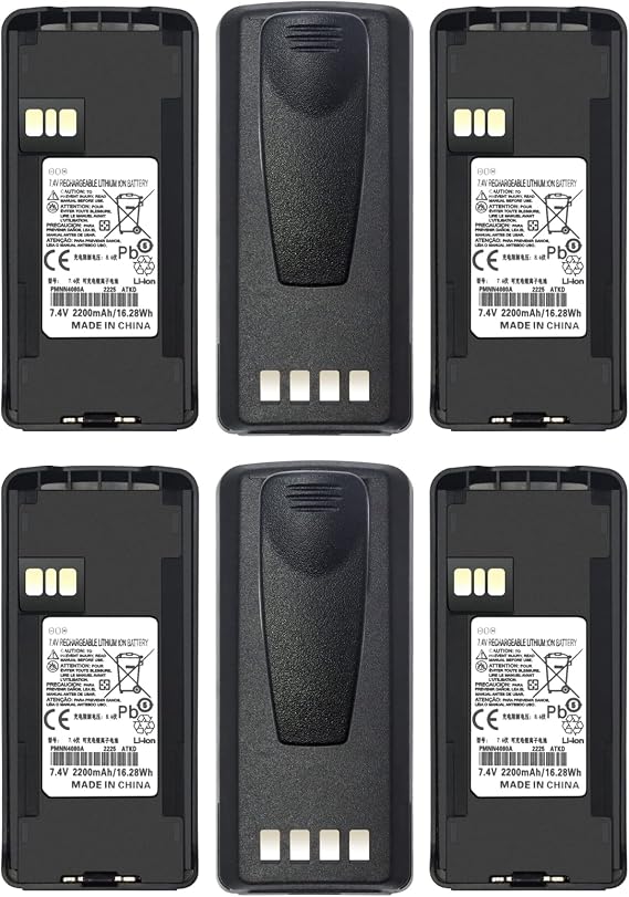 (6PCS) PMNN4476A Battery PMNN4082 [2026 New Version] for Motorola CP100D CP185 CP1200 CP1300 CP1600 CP1660 CP476 CP477 EP350 AAH03RDF8AA7AN PMNN4080 PMNN4082BR PMNN4081AR Battery & Belt Clip