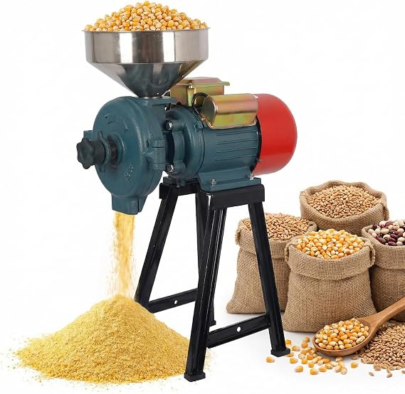 Electric Grain Mill Grinder 4000W 110V, Commercial Grain Grinder, Wet & Dry Corn Mill Grinders, Adjustable Thickness Grinder Machine with Funnel, Specialized Grinder Machine for Corn Herbs Pepper