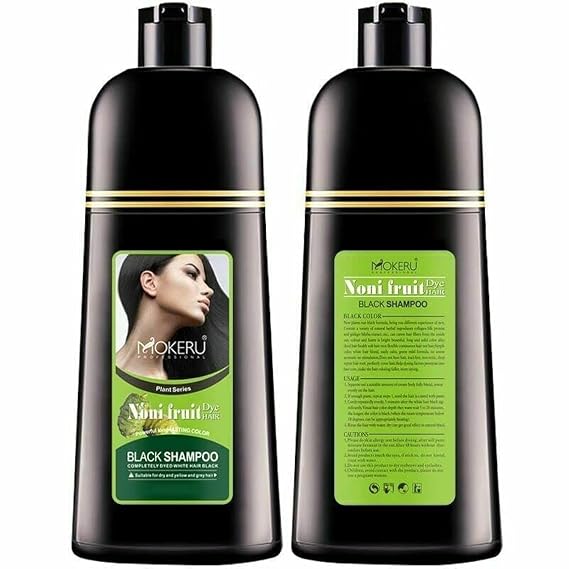 Mokeru Organic Natural Fast Hair Dye, Only 5 Minutes Noni Plant Black Shampoo 500ml