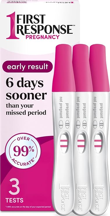 First Response Early Result Pregnancy Test, 3 Pack (Packaging & Test Design May Vary) | Test Before Missed Period*, Over 99% Accurate*, Detects Pregnancy Hormone, Results In 3 Minutes