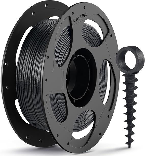 Anycubic PET-CF Carbon Fiber 3D Printer Filament 1.75mm, 190C Heat Resist, Ultra Low Moisture Absorption, Rigid Low Warp Matte Print with Reusable Spool, 0.5KG, Black