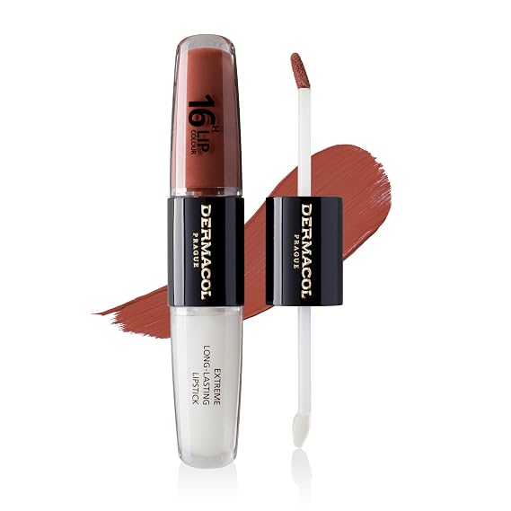 Dermacol 16-Hour Lip Color, Two-Phase Kissproof Lip Stain & Gloss, No.23