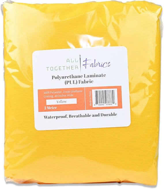 Polyurethane Laminate (PUL) Pre-Cut Fabric by the Meter. Waterproof and Breathable. Perfect for Cloth Diapers and Similar Projects. 2 Meter, Yellow