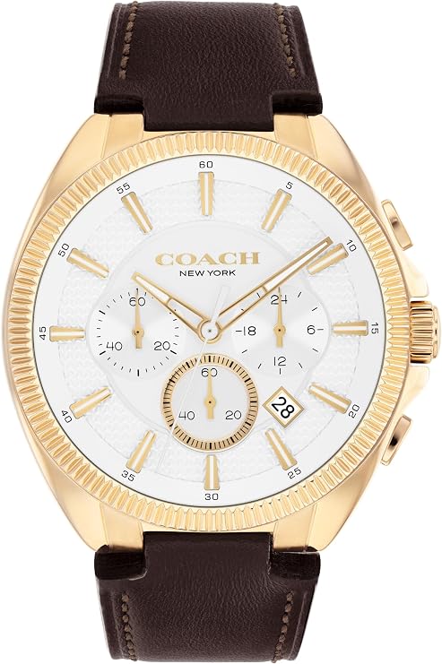 COACH Men's Jackson Chronograph Watch, 45mm Case Size, Genuine Leather Strap, Premium Fashion, Everyday Wear - Gift for Him